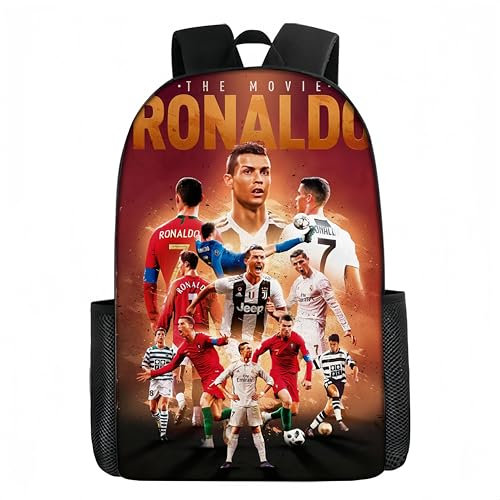 Umbrean Fußball star Kinderrucksack, Mehrfarbig, mit Fußballspieler-Motiven, Multifunktionaler Reiserucksack, geeignet für Fußballfans und Jungen,44 x 29 x 13 cm
