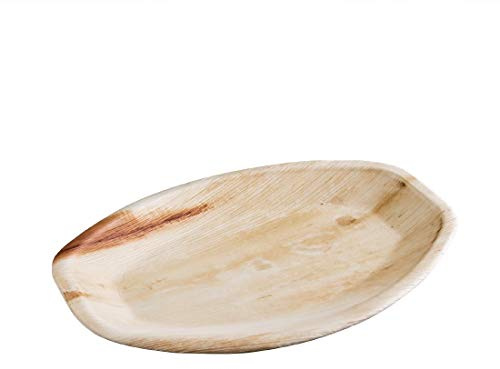 Fiesta Compostable Palm Leaf Plates, 360x240mm (Pack 100), Brown | Compostable, oil and water-resistant platter prevents leaks; perfect for hot or cold catered buffet service.