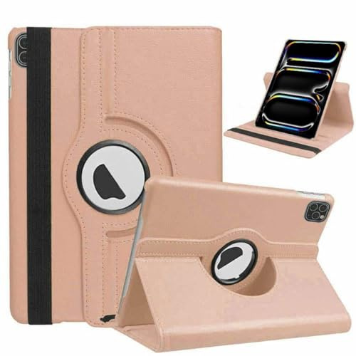 World biz Étui rotatif pour iPad Pro 13 M4 (2024) A2925/A2926/A3007, rotation intelligente à 360 degrés, fonction veille/réveil automatique pour iPad Pro 13 (or rose)