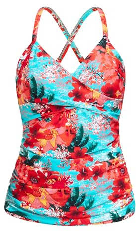 Ocean Blues Tankini gainant pour femme - Haut de maillot de bain push-up à col en V uniquement