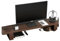 Ohulelks Computer Monitor Stand - Rubber Wood Desktop Base, Black Walnut, Screen Storage Support