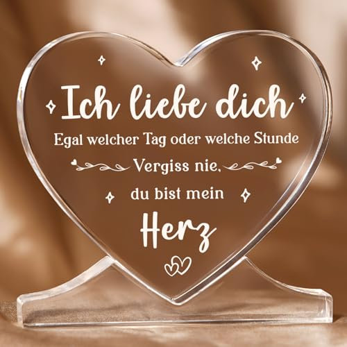 Ich Liebe Dich Geschenke, Jahrestag Geschenk für Sie, Herzförmiges Acryl Heimat Dekoration Hochzeitstag Geschenke, Liebes Geschenk für Frauen Männer