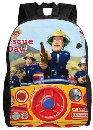 YINGD Feuerwehrmann Sam Schulranzen Cartoon Rucksack Jungen Tasche Student Schultasche Reiserucksack, Schwarz , One size