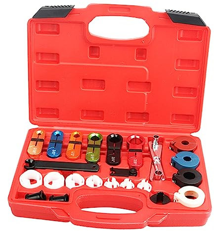 Garneck 22Piezas Kit de Herramientas de Desconexión Rápida Líneas Aire Acondicionado Color Rojo Mangueras de Herramienta
