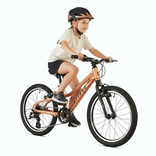 ATTABO Ultraleichtes Kinderfahrrad 9,2 kg - Jugendfahrrad mit Shimano 8-Gang Schaltung - Aluminium - 20 Zoll Kupfer - Für Jungen und Mädchen 115 bis 135 cm