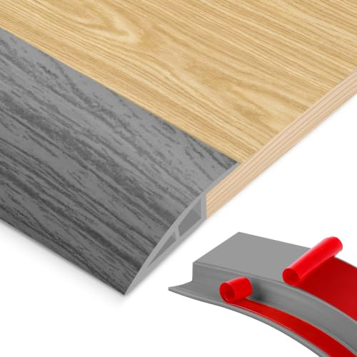 PVC Übergangsprofil Selbstklebend, Doppelseitig Klebend Türschwellen Leiste,Boden Höhenausgleich (10mm) Abdeckleiste für Laminat, Parkett, Fliesen & Teppich