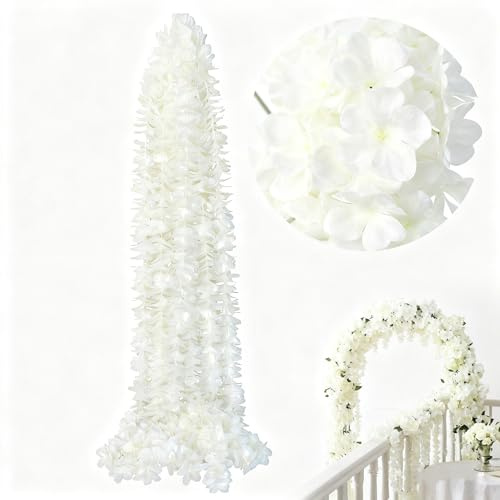 CHUANFU 10 Stück 100 cm Blumengirlande Künstlich Weiß, Künstliche Girlande Cattleya, Kunstblumen Pflanze Hängende Seidenblumen für Hochzeit Türanordnung Hausgarten Party Dekor