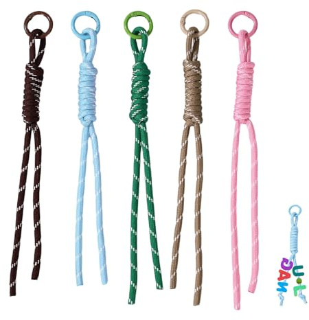 Sinbana 5uds Llavero de Paracord Colorido, Cuerda Trenzada de Nailon Colgantes Bolsa para Monedero Mochila Bolso Decoración Accesorio