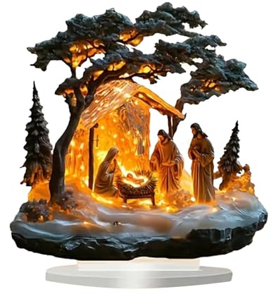 Weihnachten Krippe Ornament, 2D Acryl weihnachtsfeko, Nativity Scene Weihnachts Deko, Weihnachtsdeko, Tischdekoration, Tischdeko, Desktop Dekoration, für Zuhause, Schreibtisch, Badezimmer (1)