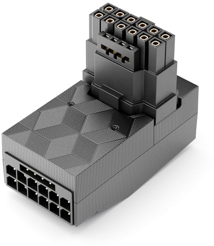 deleyCON PCI-e 5.0 Adapter 90° Winkel 12+4 Pin 16 Pin Typ-B 600W | Für Grafikkarten, GPU 12VHPWR Stecker PCIe, kompatibel mit GPU Grafikkarten