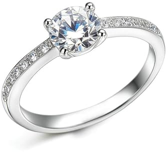 Skcess 9K Weißgold Ring, Ring Frauen Moissanit Def Moissanit Größe 45 (14.3)