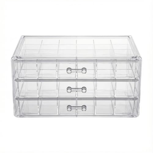 PNSXING Jewelry Organizer Large-Capacity 3-Tier 72-Grid - Perfect for Earrings, Necklaces, Rings & Beads (Clear)
