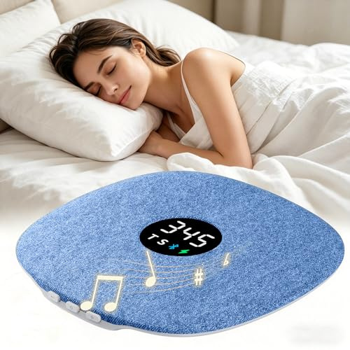 RIKSOIN Bone Conduction Under Pillow Sleep Speaker, Ultra-Thin Wireless Bluetooth 5.4 Mini Pillow Speaker with LED Display,TF Card,Auto-Off,Volume Control,Perfect for Side Sleepers,Adult Kids-Blue