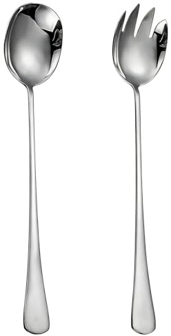 2 posate da insalata in acciaio inox, cucchiaio da 28 cm, per famiglia, hotel, ristoranti, hotel, feste (argento), lavabili in lavastoviglie (2)