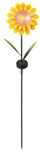 Dehner Solar-Stab Yara, Gartenleuchte mit warmweißem Licht, IP44, 19 x 93 x 13 cm (B/H/T), Metall/Kunststoff, gelb