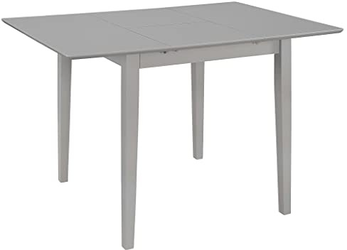 Fengshui 5-TLG. Essgruppe Ausziehtisch 4 Stühle Grau | Massives Gummiholz, Sitzkissen, bis 110 kg pro Sitz, pflegeleicht, einfache Montage