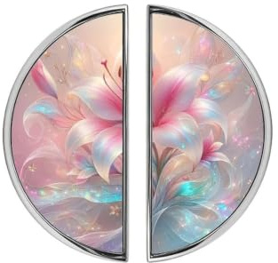 ZOVRIA 2 Pack Iridescent Crystal Lily Pattern,Half-Moon Drawer Pulls