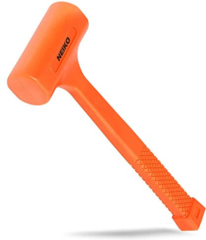 Neiko 02847A 2 LB Dead Blow Hammer, Neon Orange I Unibody Molded | Checkered Grip | Spark and Rebound Resistant