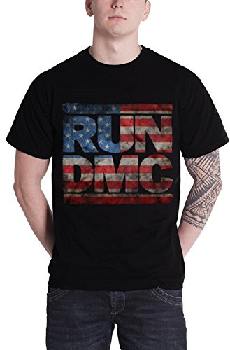 RUN--DMC T Shirt Retro Americana Distressed Band Logo offiziell Herren Nue M
