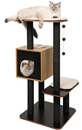 Catit,52046,Vesper AA8Katzenmöbel HighBase, schwarz, Kubus-Höhlemit zwei Plattformen, 1 Stück (1er Pack)