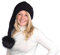 Beanie A 101 Mütze, Zipfelmütze, Pudelmütze, Wintermütze mit großer Fellbommel aus Fellimitat. Extra Lang mit weichem Fleece abgefüttert
