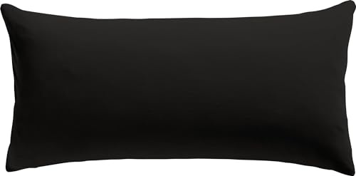 REDBEST Kissenbezug Single- Jersey San Francisco, schwarz Größe 40x80 cm - weiche Qualität, bügelfrei, praktischer Reißverschluss, 100% Baumwolle