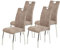 Hela Tische, 4er Set Esszimmerstuhl Küchenstuhl Susi, Mikrofaser Vinatge Beige, Metallgestell + Griff Chrom