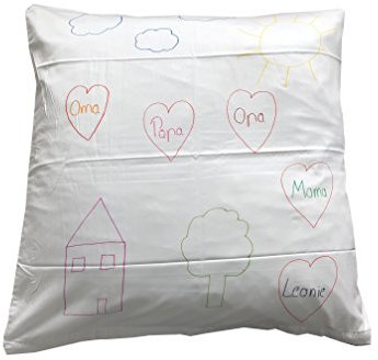 Carpe Sonno Mako-Satin Kinderbettwäsche zum Bemalen 100 x 135 cm weiß aus 100% Baumwolle für besten Schlafkomfort – 2-teiliges Kinder-Bettwäsche Set mit Kopfkissen-Bezug 60 x 40 cm und Textilmarkern