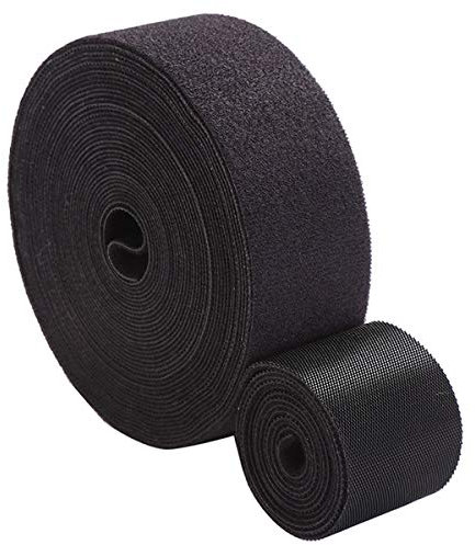 50mm(2 Inch) Reusable Fastening Tape Cable Ties Double Side Hook and Loop Straps Cable Tie Wire Organizer for PC,TV, Hi-Fi System, HDMI/USB Cables Black 5 Yard