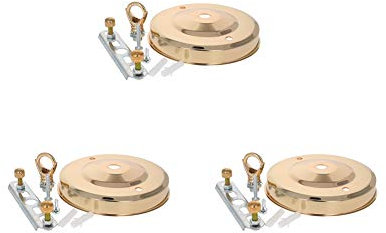 Othmro Pendant Light Fitting, Ceiling Rose Light Holder 4.13/10.5cm Dia, Ceiling Pendant Plate Holder for Hanging Lamps and Lanterns - Gold 3pcs