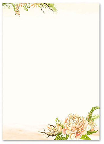 100 Blatt Briefpapier Blumen & Blüten PFINGSTROSEN - DIN A6 Format - Paper-Media