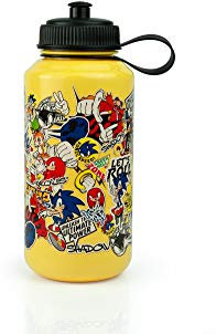 Just Funky Sonic The Hedgehog Sticker Bomb Large Plastic Water Bottle | Holds 32 Ounces