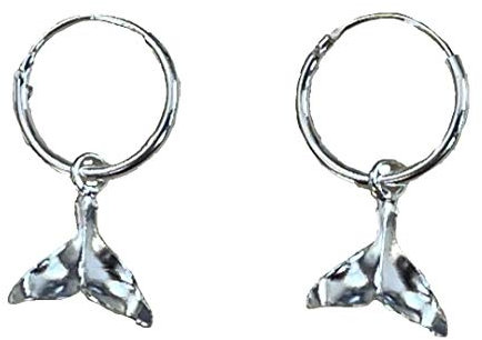 Ohrringe Creolen Echt Silber 925 mit Anhänger Walfischflosse