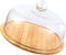 BESPORTBLE Glass Dome with Wooden Base Cake Stand Display Dome Cloche Clear Glass Bell Jar Cover Wood Cake Display Tray for Dessert Cheese Candy Plants Succulents (L)