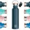 NUMADA-Botella Térmica Acero Inox 600ml Negro Estanca con Doble Pared al Vacío y Recubrimiento Cerámico. Mantiene Frío 24H y Calor 12H|Boca Ancha|Libre BPA|Incluye 2 Tapones (1 Sport)/Bolsa Transporte