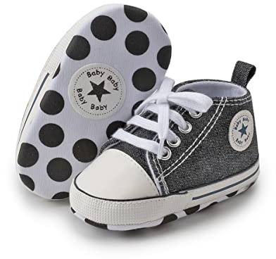 SIFANGPING Zapatos de Primeros Pasos niños Zapatos de Lona para niños Suela Blanda Zapatos de Lona Transpirables y Antideslizantes Ligeros para bebé 18 EU Gris Negro
