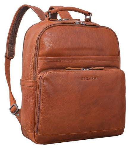 STILORD 'Landon' Vintage Laptop Rucksack Leder Arbeitstasche Herren Damen für 14 Zoll Laptops MacBooks Business Backpack Unirucksack Reisetasche Echtleder, Farbe:maraska - braun