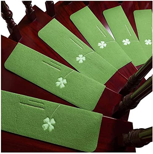 Proxiceen Leuchtend Kleberfrei Selbstklebende Treppenstufenmatte Grün Brown rutschfeste Stufenmatte schmutzabweisende Bodenmatte 10 Stück (Grün,55x22x4.5cm)