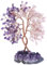 KYEYGWO Amethyst & Rosenquarz Heilung Kristall Geldbaum auf Natürlichen Amethyst Drusensegment Rohstück Basis, Feng Shui Bonsai Baum Deko Stein Glückbaum Liebe Edelsteinbaum Ornament