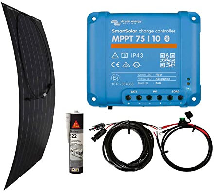 Victron 100w Flexi Solar Panel Kit battery charging MPPT Controller Sikaflex (Black)