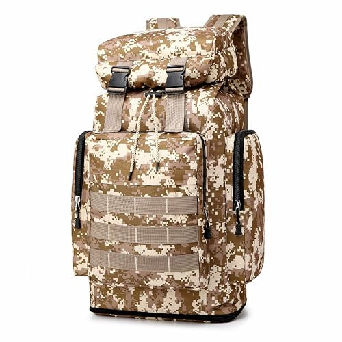 Retoo Rucksack Taktische Militär 50L, Rucksack Outdoor, Assault Pack Bag, Arbeitsrucksack, Backpack für Travel, Arbeit, Schule, Sport, Bushcraft, Trekking, Camping, Wandern, Pixel Camo