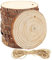 Kurtzy 10 Stk Naturbelassene Kleine Holzscheiben mit Löchern & Schnur 10-12 cm Durchmesser, 10 mm Dick - Rustikale Holzscheiben zum Basteln - Deko Baumscheiben mit Rinde für DIY & Weihnachten