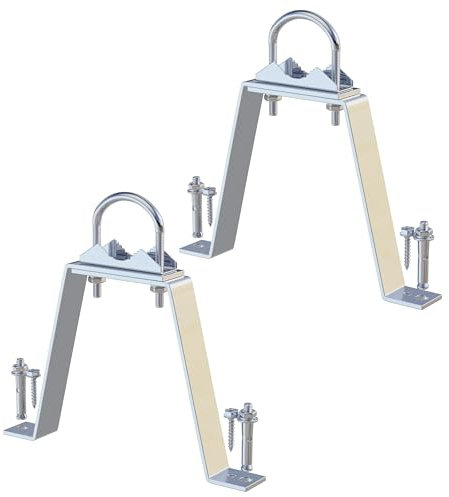 MOOKEERF 2 PCS Antenna Wall Mount with U-Bolts for 1-2 OD Poles, Stainless Steel Double Antenna Mast Clamp Heavy Duty Mounting Kit for Antenna, Lamps, Pipes