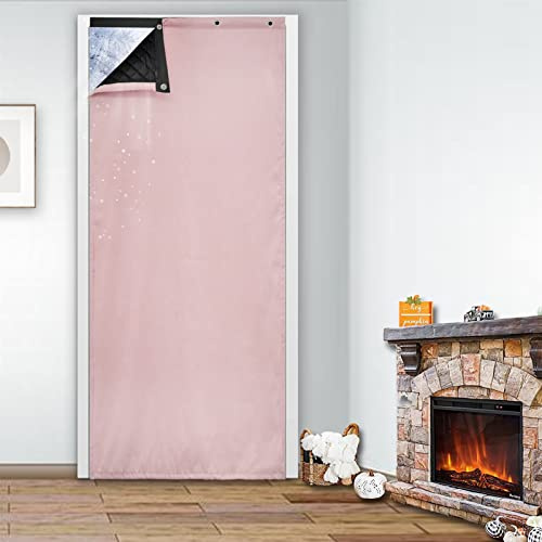 SK Studio Rideau de Porte Isolant Thermique Anti Froid Chaleur Rideaux Occultant Imperméable Coupe-Vent Séparation de Pièce pour Couloirs, Portes, Patio Rose,