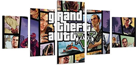 Gta Poster Poster Wandkunst 5er Set Drucke Leinwand Bild Drucke Modern Aesthetic Poster Wanddekoration
