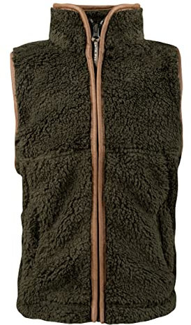 JACK PYKE Junior Sherpa Fleece-Weste, dunkel oliv
