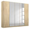 Rauch Möbel Alabama Schrank Kleiderschrank Eiche Sonoma Spiegel, Holz, 5-türig, Inklusive Zubehörpaket Superior, 3 Kleiderstangen, 6 Einlegeböden, 3 Schubladen, 1 Wäscheeinteilung, BxHxT 226x229x54 cm