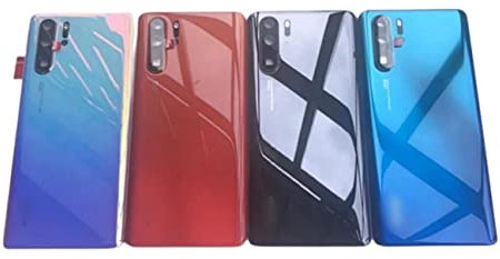 SHOWGOOD - Funda trasera de cristal para Huawei P30 Pro de repuesto para puerta trasera, carcasa trasera con lente de cámara para Huawei P30 Pro (escarcha plateada)