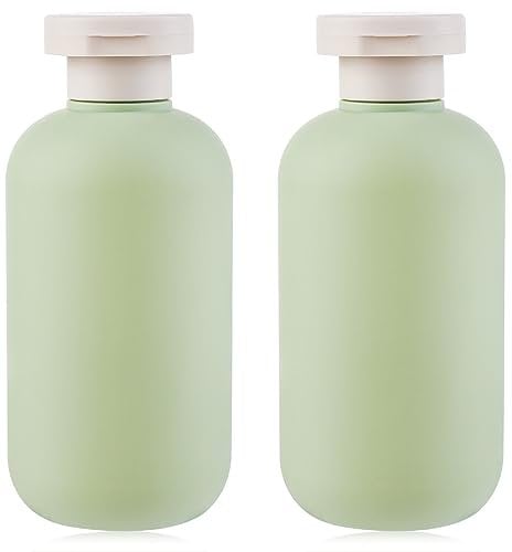 WLLHYF Lot de 2 flacons souples rechargeables en plastique avec bouchon à rabat - Accessoires de voyage pour shampooing, crèmes, lotion, après-shampoing - 200 ml