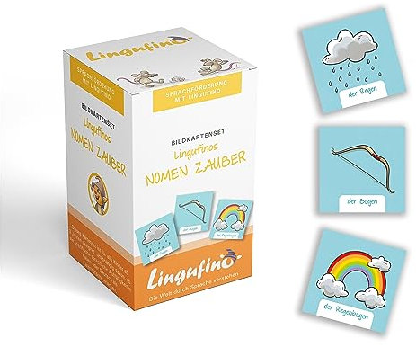 Dialog Toys Lingufinos Nomen Zauber – Sprachförderung für Kinder ab 4 Jahren mit 64 Bildkarten zu zusammengesetzten Nomen | Lernspiel für Vorschule, Kita,Logopädie und Zuhause